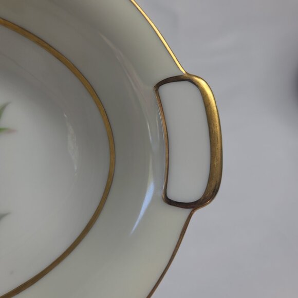 Mikado Harmony Oval Serving Bowl Cream Rim Pink Floral Center - Picture 8 of 12